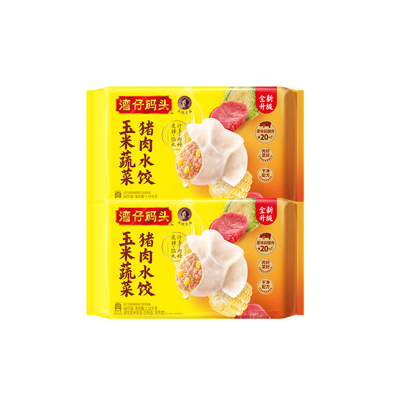 湾仔码头 速食营养早餐玉米/白菜/三鲜猪肉水饺1320g蒸饺煎饺饺子 56.85元