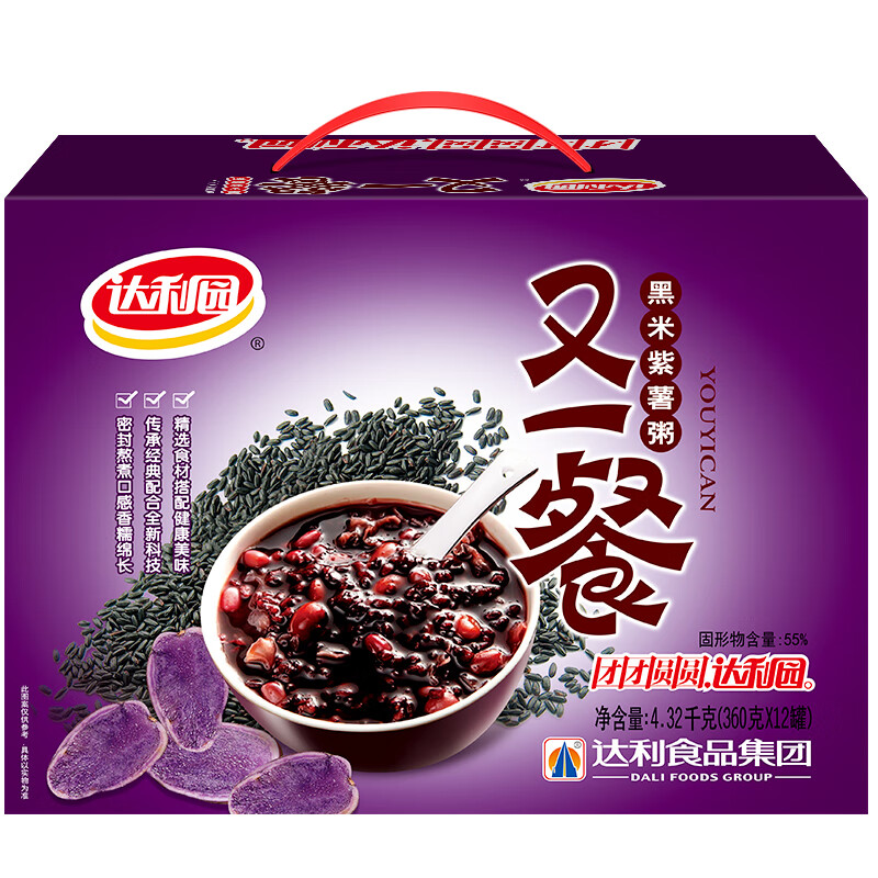 达利园 又一餐 黑米紫薯粥 360g*12罐 34.9元