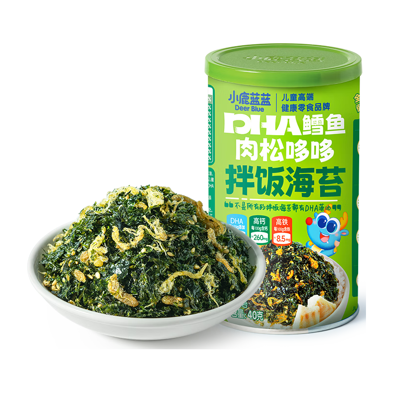 小鹿蓝蓝 宝宝肉松鳕鱼拌饭海苔碎40g儿童海苔零食营养调味下饭拌饭寿司 12