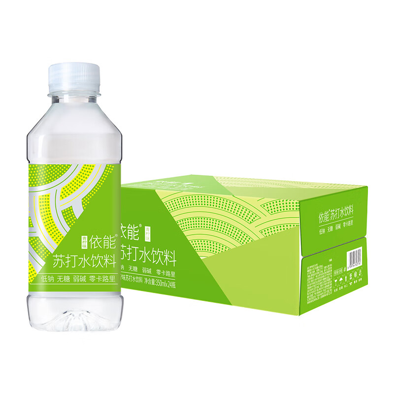 yineng 依能 20日晚8：依能 青柠檬味 无糖0卡无汽弱碱 苏打水饮料 350ml*24瓶 整