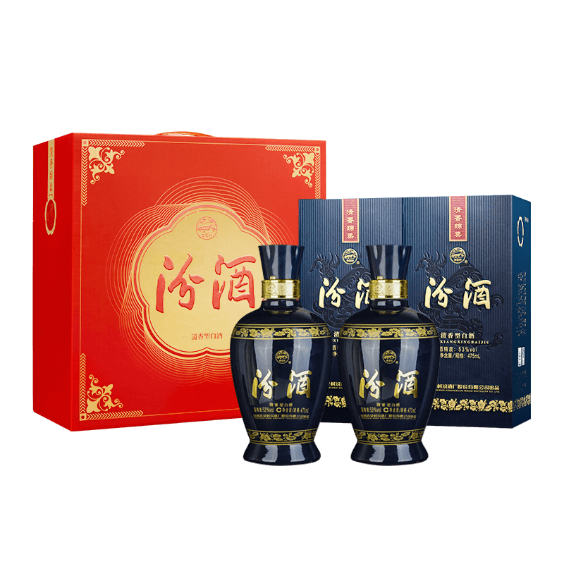 汾酒蓝汾清香型白酒53度475ml*2瓶 (53度仿蓝瓷) 节庆礼盒装 ￥228.9