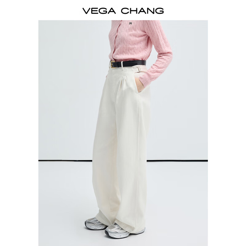 20点开始：VEGA CHANG 阔腿休闲裤女 高腰裤子 纯净白 M 124.95元 包邮