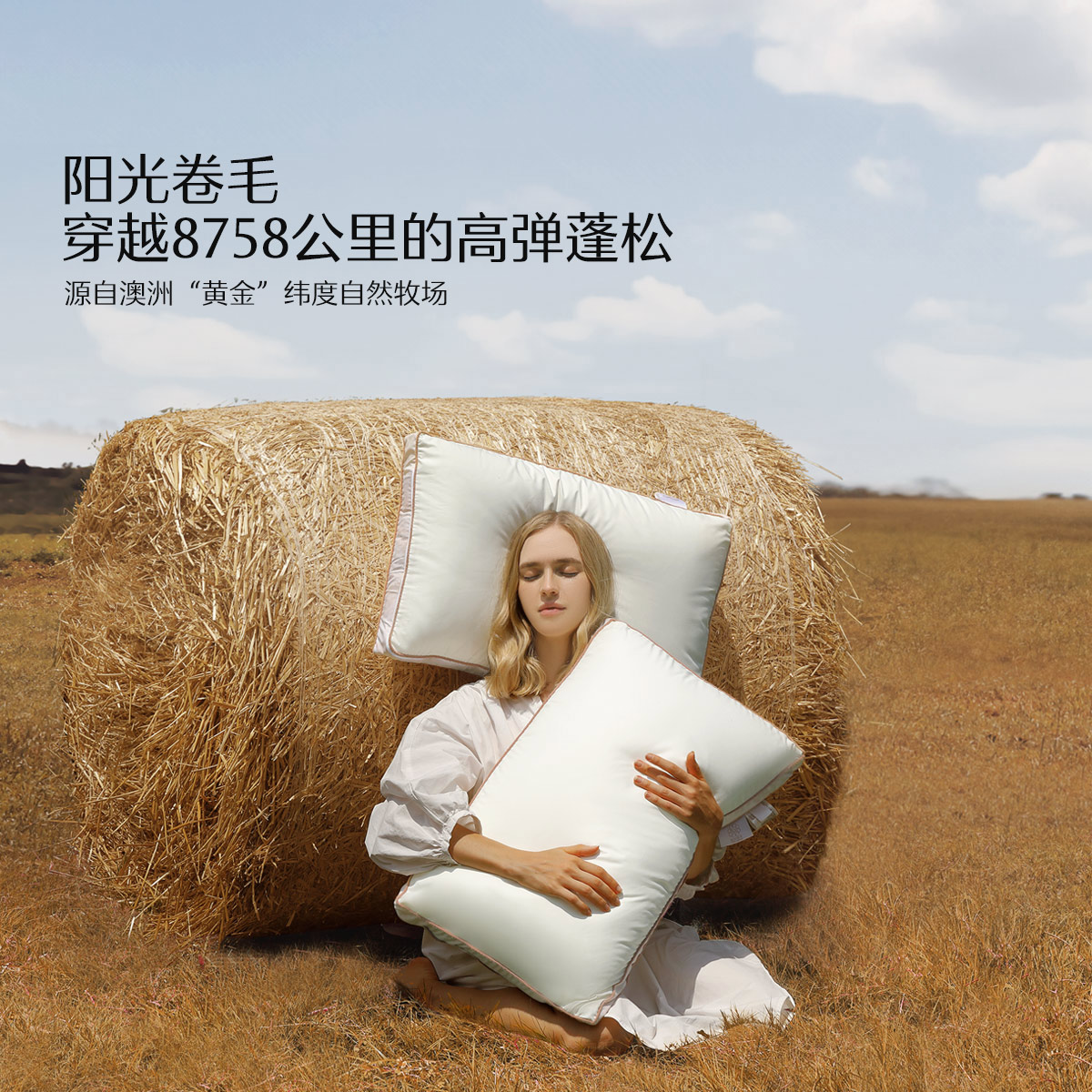 MERCURY 水星家纺 皇冠澳洲羊毛可调节抗菌枕家用枕芯学生宿舍枕头床上用品 
