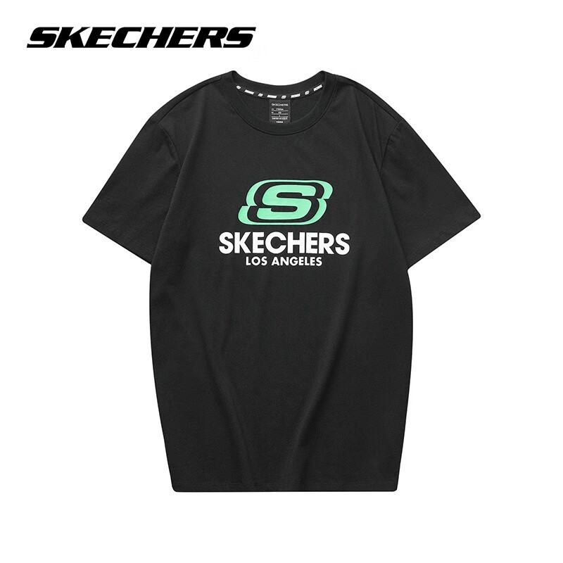 SKECHERS 斯凯奇 短袖男女夏季新款雪糕T恤简约透气百搭情侣运动短袖T恤七夕