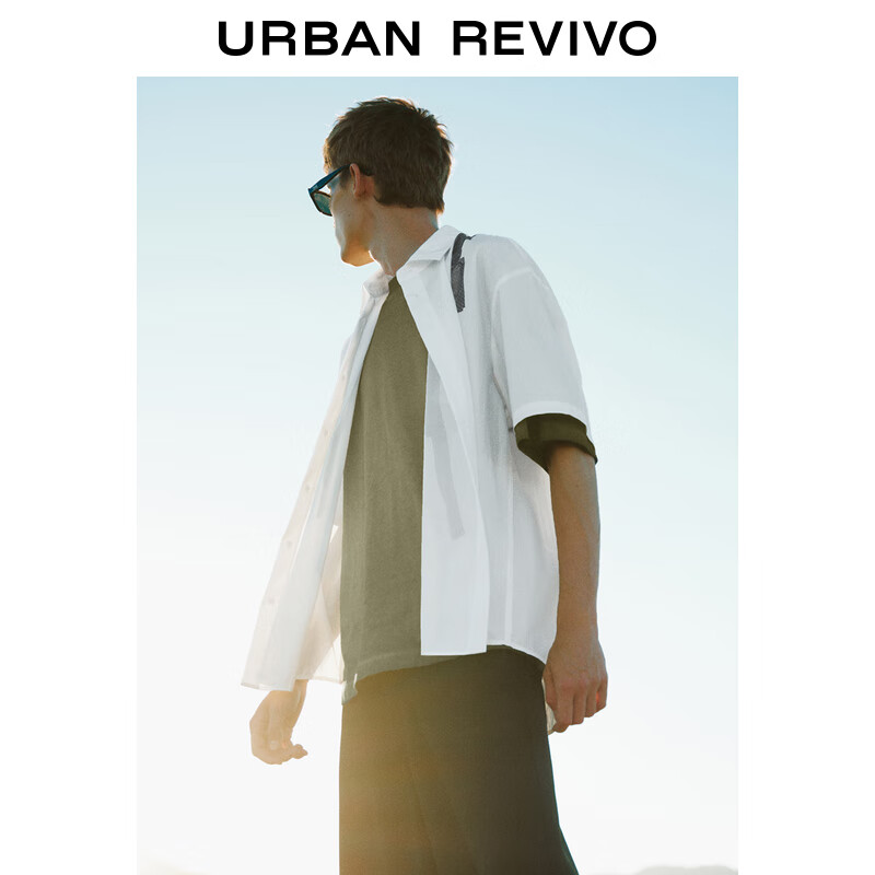 URBAN REVIVO UR2024秋季男装潮牌创意印花超宽松开襟衬衫UMV240055 本白 L(XL-XXL) 349