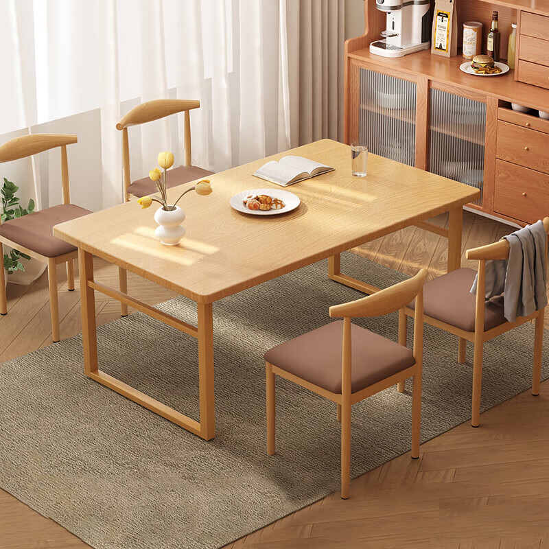 小匠材餐桌小户型日式吃饭桌子租房原木色餐桌简约长方形桌 木色120*60 409元