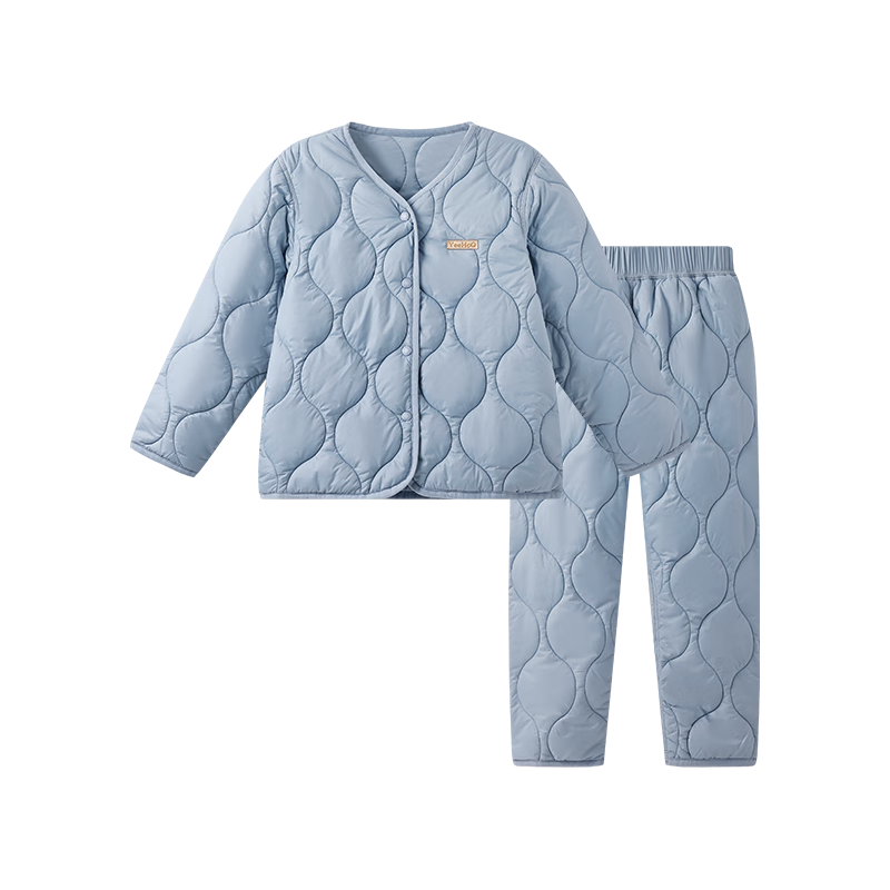 英氏 儿童冬季家居服套装美利奴羊毛防水防污校服 暖暖蓝灰 160 137.5元