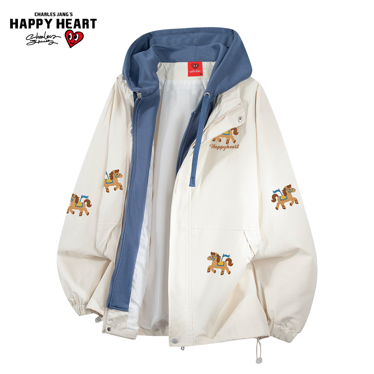 移动端：CHARLES JANG'S HAPPY HEART 男士假两件连帽夹克 JTCH3515924 199元（淘金币可