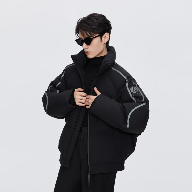 波司登 奥莱冬季羽绒服短款立领时尚百搭宽松通勤保暖外套 铁塔黑8C18 S 160/