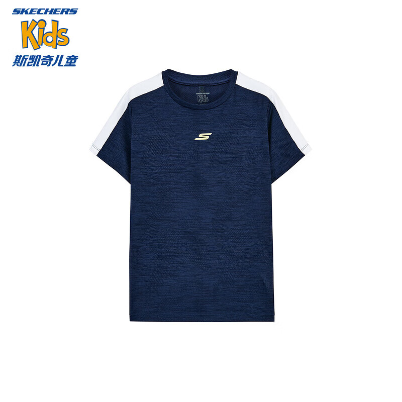 PLUS会员：SKECHERS 斯凯奇 儿童运动网面短袖T恤 82.18元包邮（需用券）