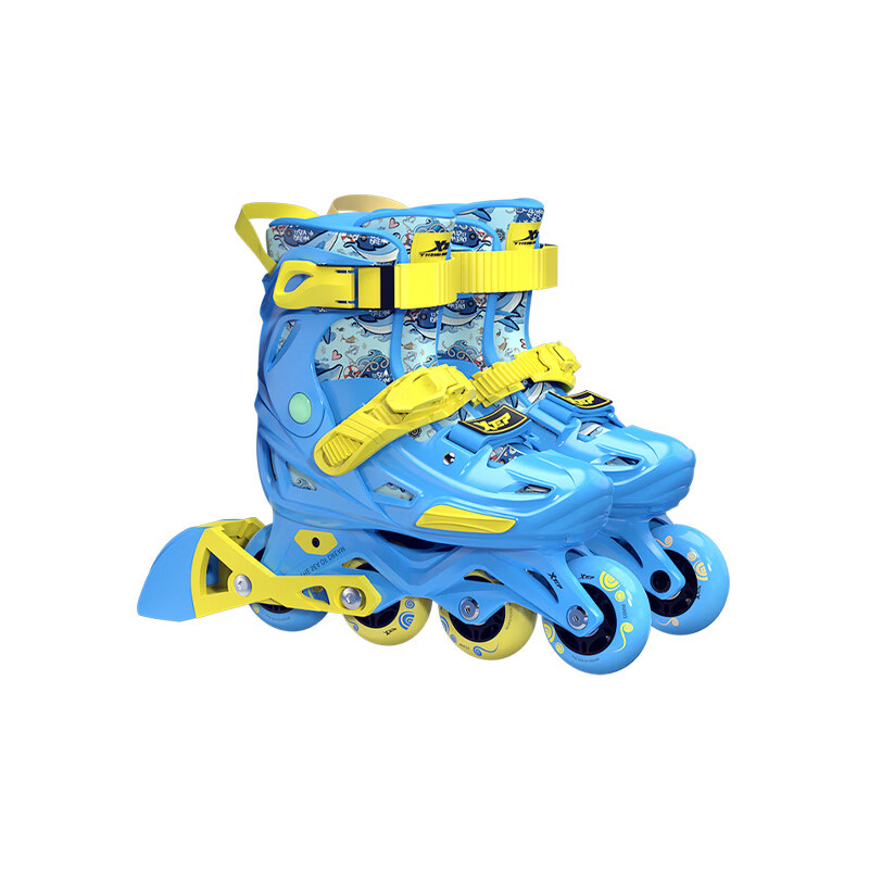 XTEP 特步 轮滑鞋一体支架滑轮鞋滑冰旱冰鞋成人直排轮 动感蓝一双(八轮全