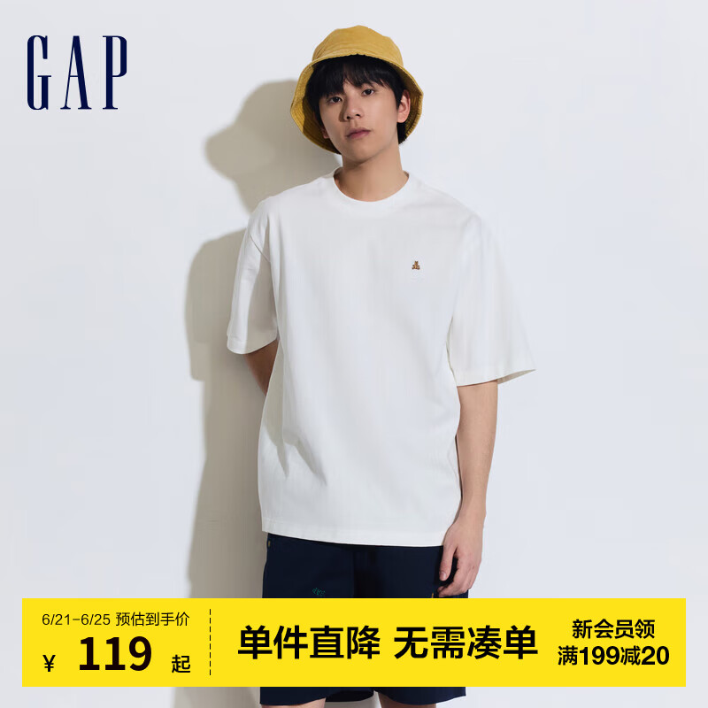 Gap 盖璞 男女圆领短袖T恤 460845 白色 XXL 109元（需用券）
