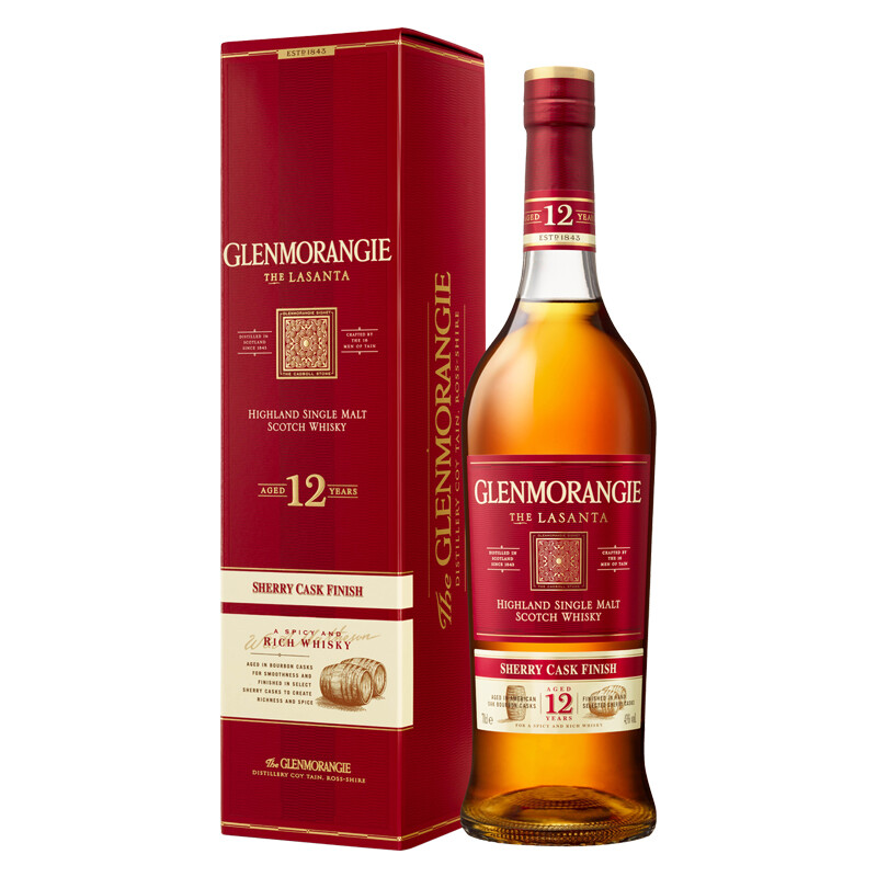 GLENMORANGIE 格兰杰 雪莉酒桶 窖藏陈酿 高地 12年 单一麦芽 苏格兰威士忌 43%vol 700ml 297元