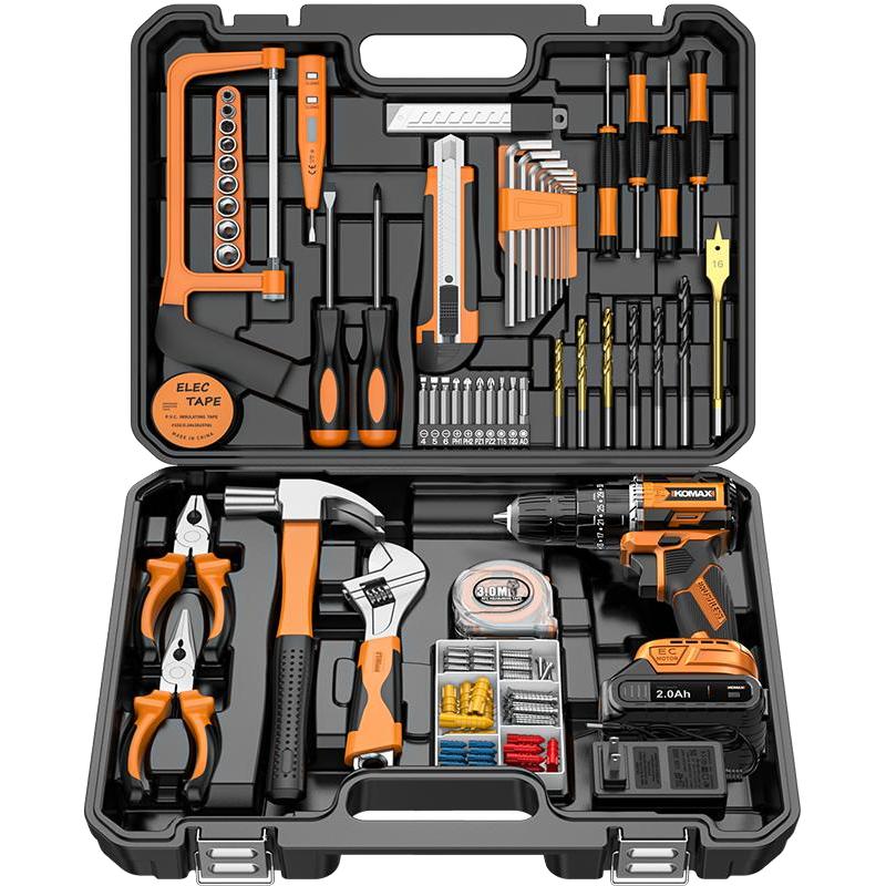 科麦斯 家用工具套装电动螺丝刀工具箱电工组合电钻五金维修大全万能全套