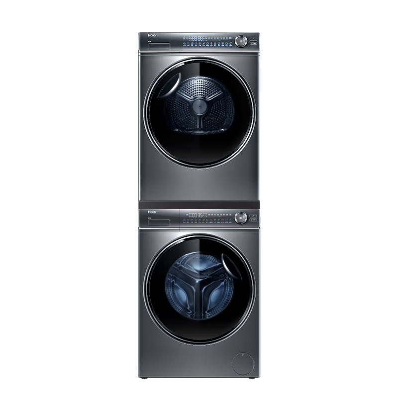 PLUS会员：Haier 海尔 新纤美系列 XQG100-BD14376LU1+HGY100-F376U1 热泵洗烘套装 极夜