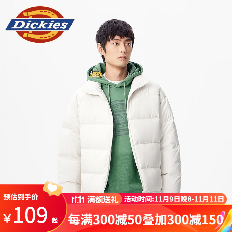 Dickies 帝客 羽绒服 男女立领时尚百搭拉链保暖羽绒服外套10917 奶油色 XXL 充