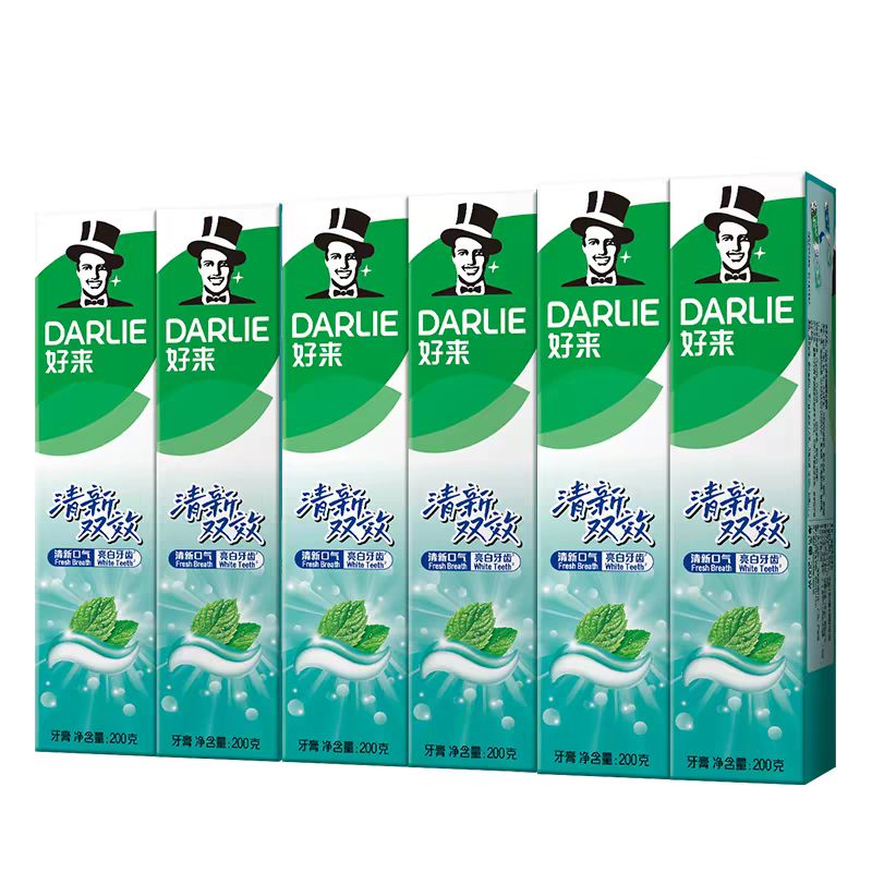 88VIP：好来 原黑人)牙膏清新双效200g*6支套装大容量清新口气 26.78元（需用券