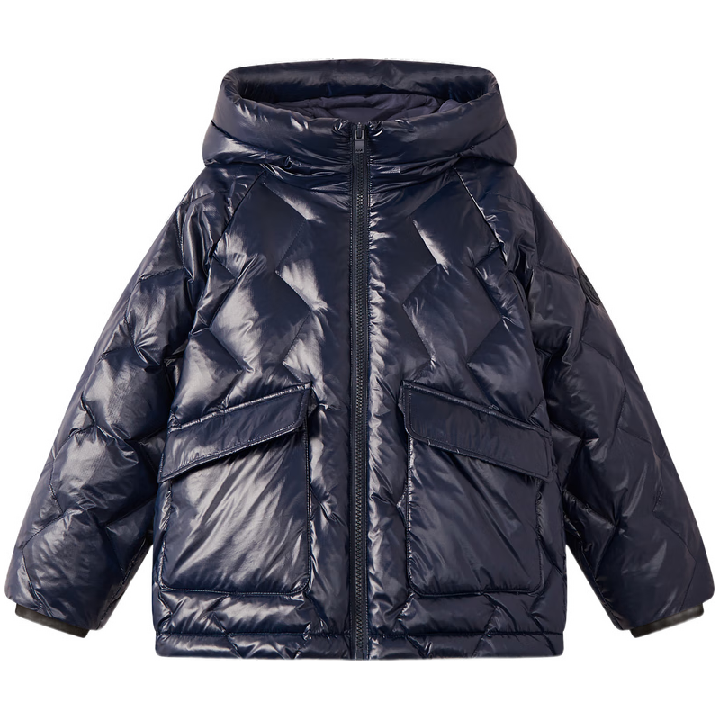 马骑顿 男童25冬学院风女童面包服保暖连帽羽绒服 藏青 140 194元（需用券）