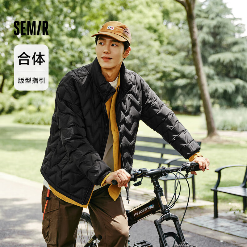 PLUS会员：Semir 森马 男款2024冬季防水保暖立领外套 109724113104 黑色90001 L 136.71