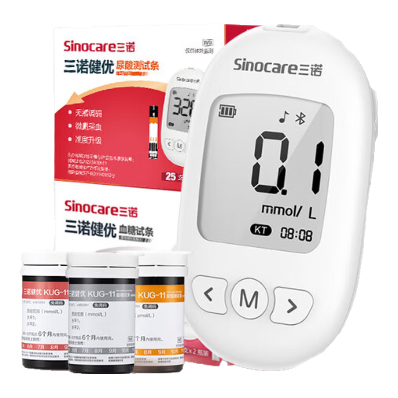 plus会员、双11开门红：Sinocare 三诺 血糖仪尿酸测试仪血酮仪 （KUG-11仪器+50