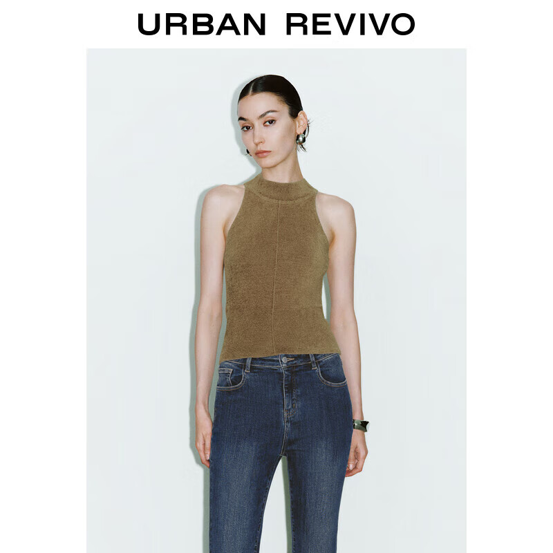 URBAN REVIVO UR2024秋季新款女装法式复古修身无袖圆领针织背心UWG940199 139元（