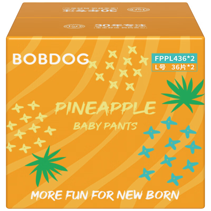 BoBDoG 巴布豆 新菠萝量贩装 拉拉裤 L码72片 68元（需买2件，需用券）