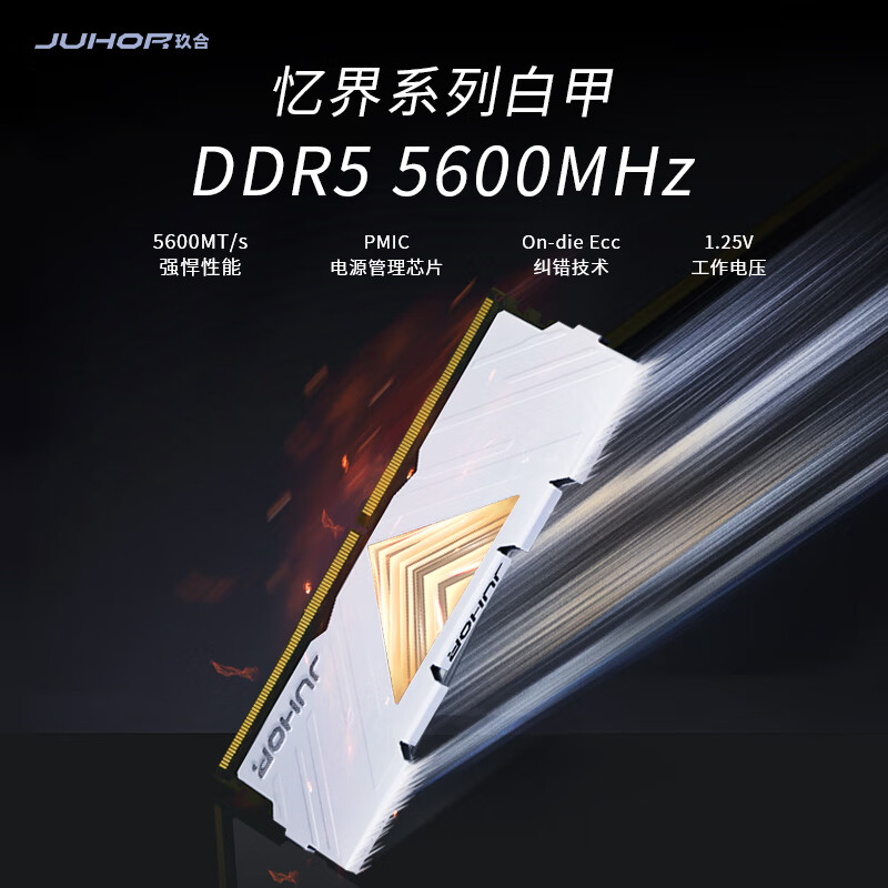 JUHOR 玖合 16GB DDR5 5600 台式机内存条 忆界系列白甲 249元