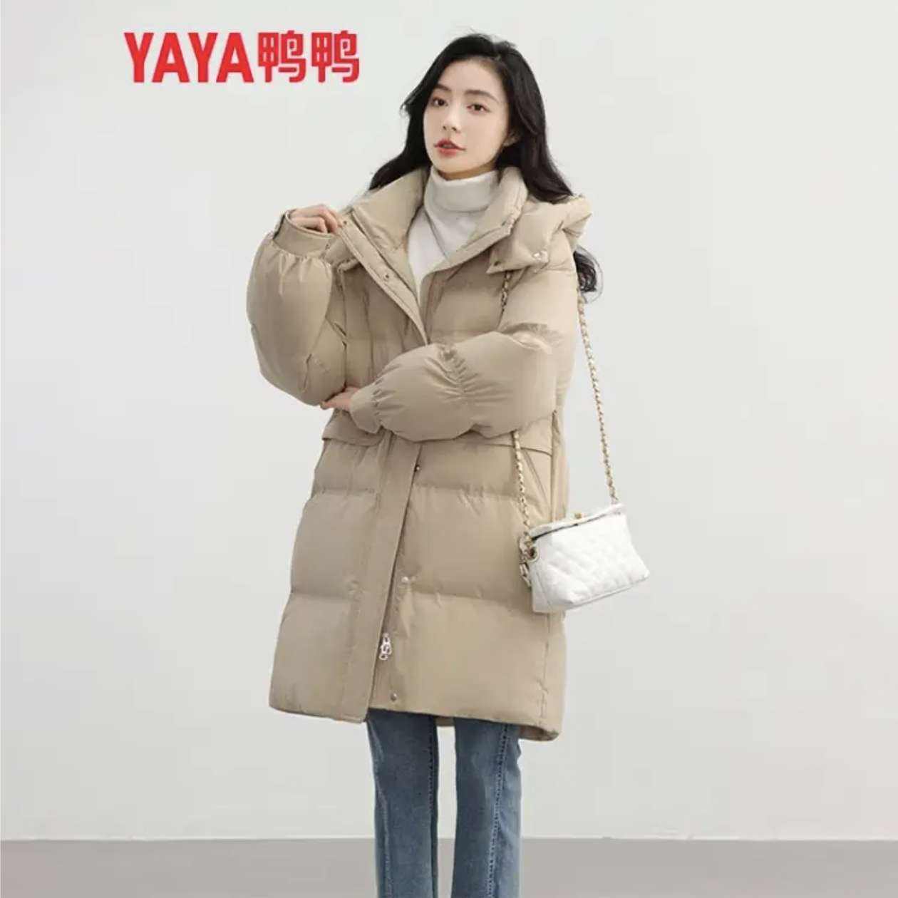 鸭鸭（YAYA）羽绒服 防风中长款 四色任选1件 245.96元（需领券）