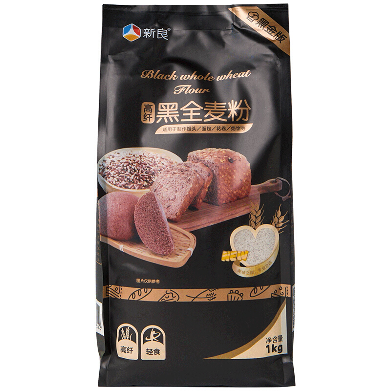 新良 高纤黑全麦粉 1kg 11.76元（需用券）