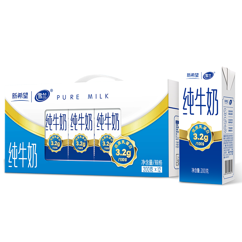 PLUS会员:新希望 云南高原牧场 全脂纯牛奶200g*12盒*5件 76元包邮（合15.2元/件
