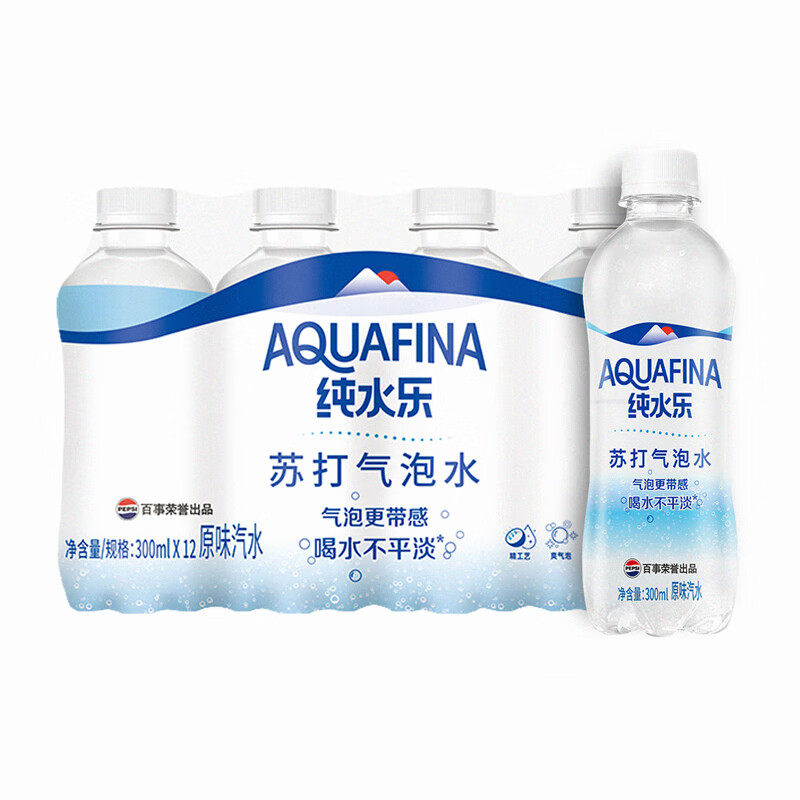 AQUAFINA 纯水乐 百事可乐纯水乐 AQUAFINA 苏打气泡水(汽水)300ml *12瓶 随机发货 ¥11.37