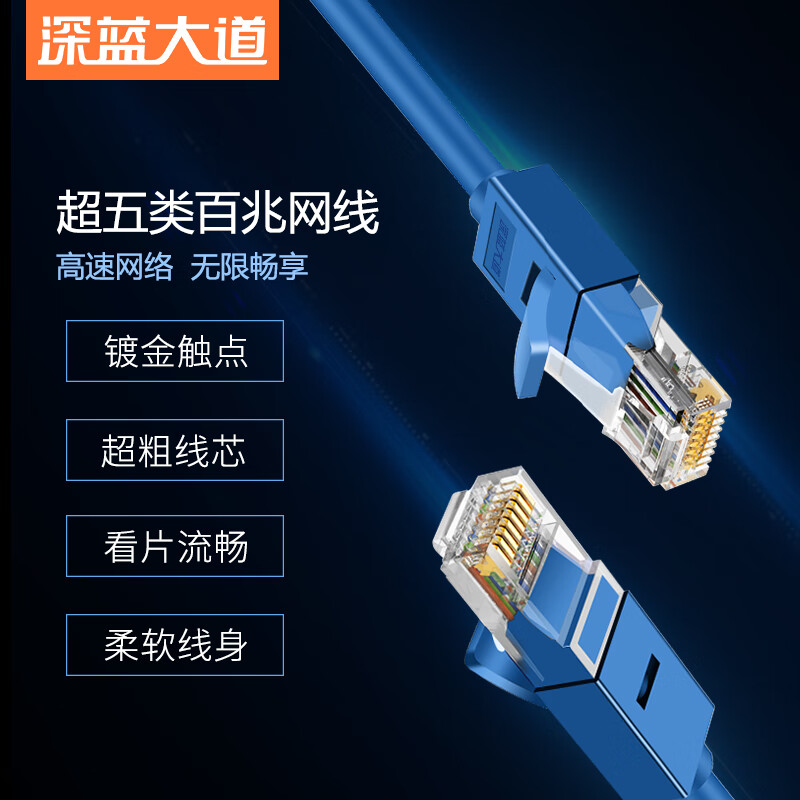 深蓝大道 六类千兆网线高速宽带线 超五类网线0.5米 1元