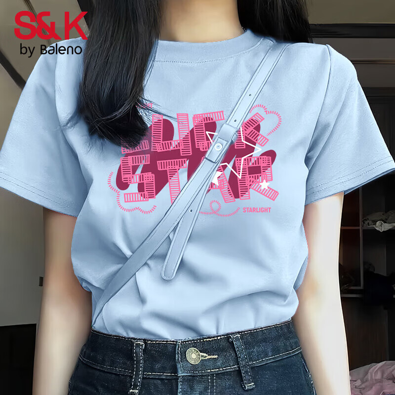班尼路 特价!S&K系列 重磅100%纯棉圆领短袖t恤 (7色任选) 19.9元