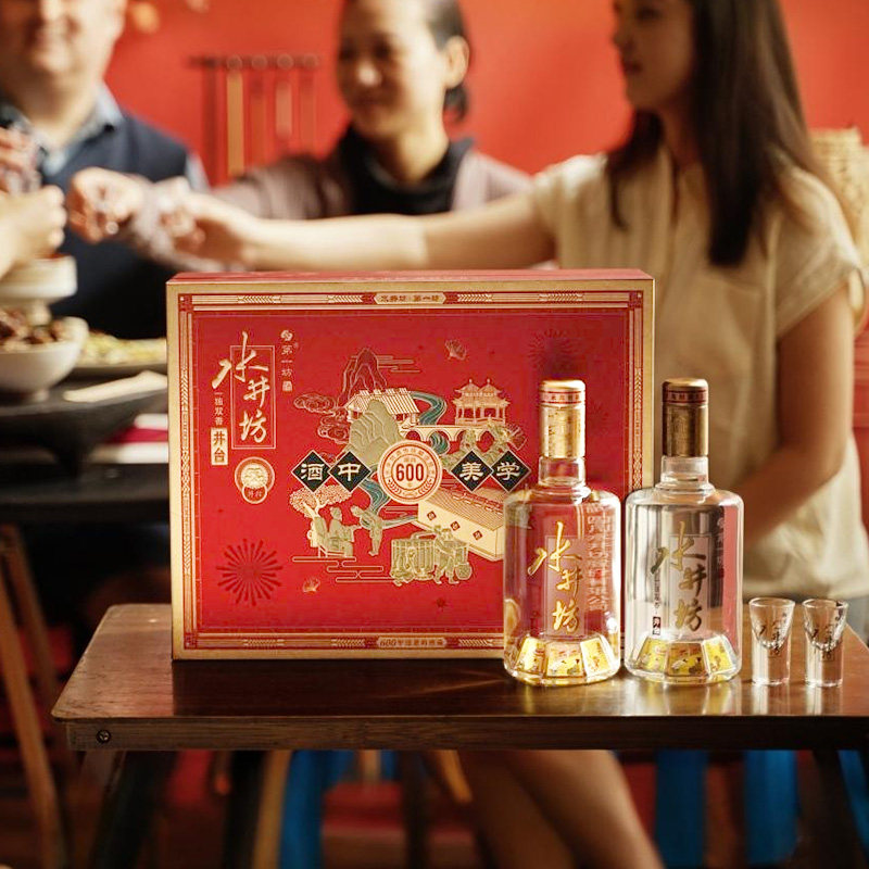 淘金币可用：水井坊 井台 52度 浓香型白酒 520ml*2瓶 礼盒装（赠:井台小酒100m