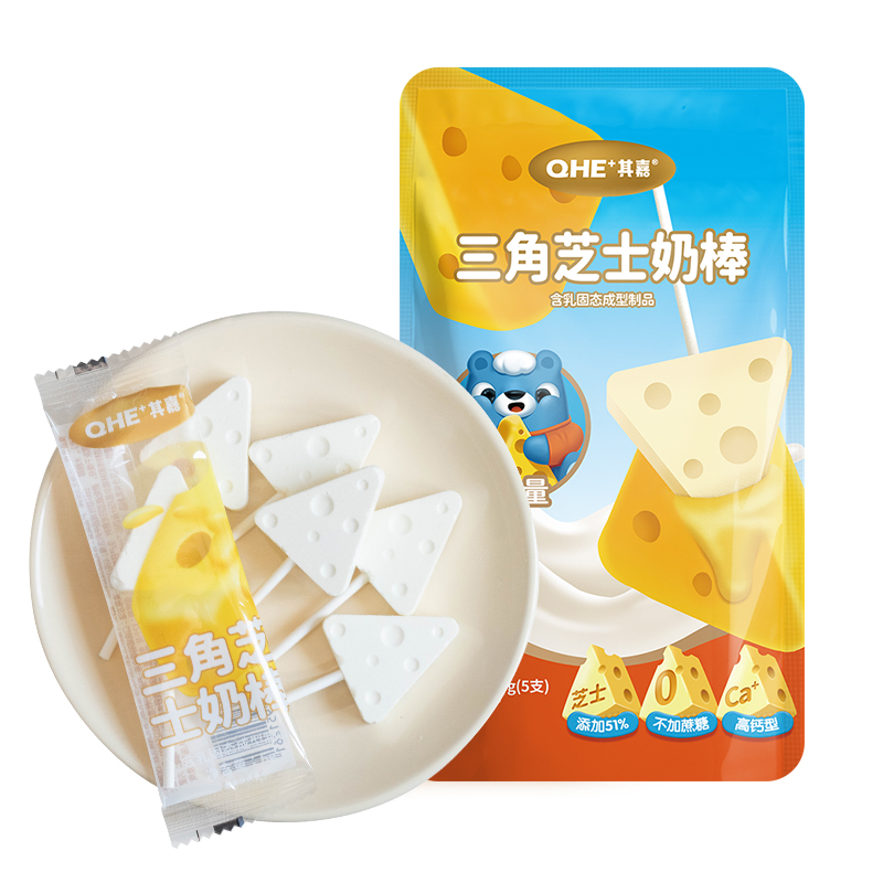 小奶花 QHE高钙三角芝士奶棒48g（8支装）奶片奶酪棒零食儿童奶贝 7.41元
