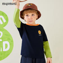 MQDMINI 童装儿童T恤长袖男童假两件上衣小童打底衫运动宝宝衣服ZQ (小狮子头