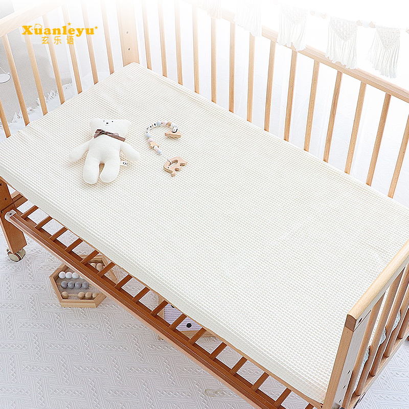 玄乐语 婴儿床床笠华夫格ins床垫套宝宝儿童拼接床床笠床单纯棉可定制 83元