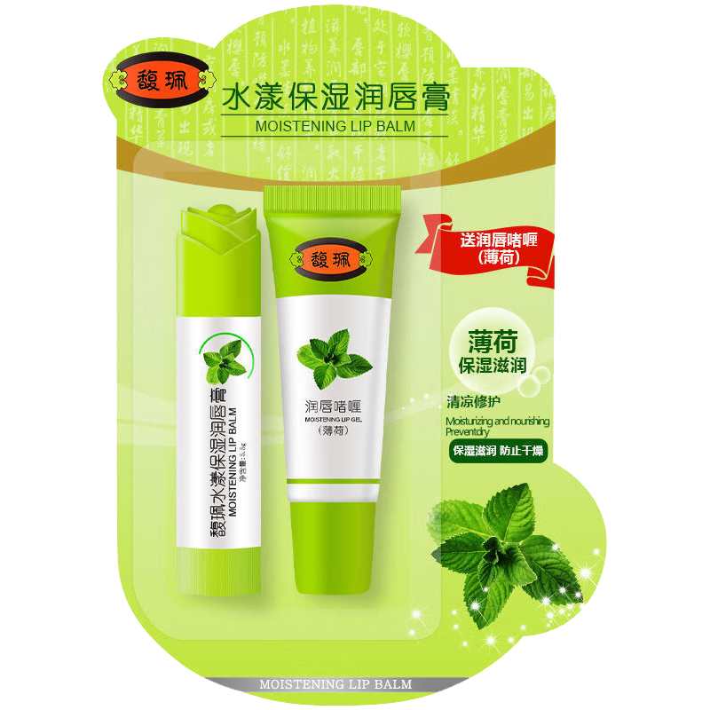 馥珮 唇膏女保湿滋润补水防干裂无色淡香（薄荷唇膏5.5g 润唇啫喱8g） 薄荷