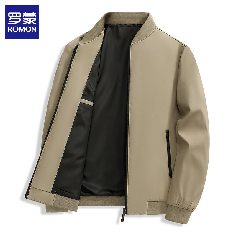 罗蒙 男士通勤茄克衫棒球服上衣 卡其 69元（需用券）