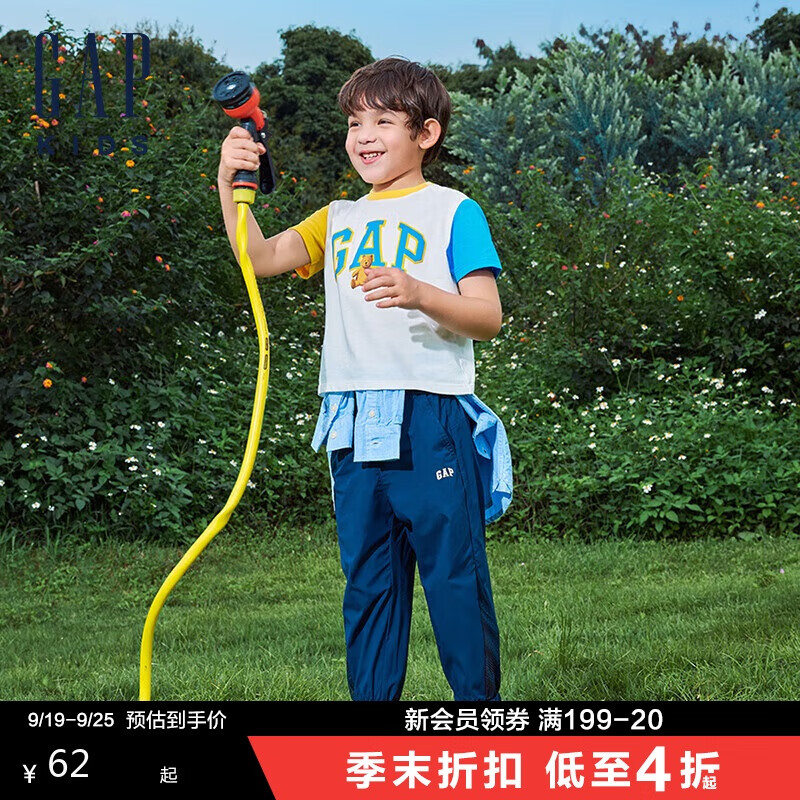 Gap 盖璞 男幼童2024夏季新款棉质小熊印花logo撞色短袖T恤上衣465360 129元