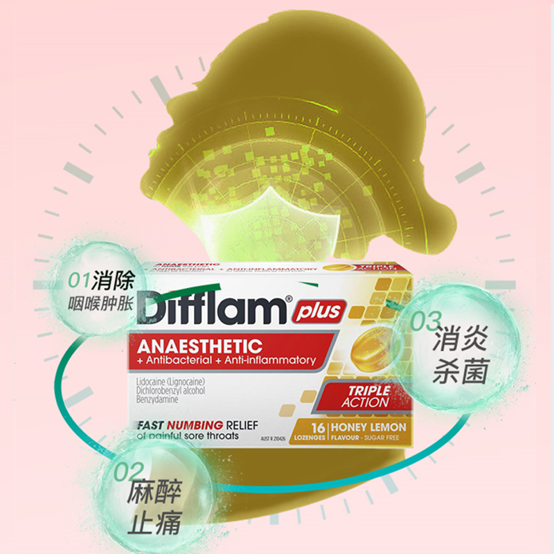 Difflam 强效润喉糖 蜂蜜柠檬味 16粒 49.94元（需买3件，需用券）