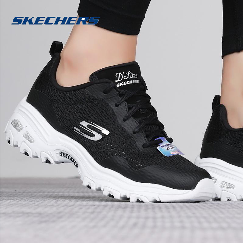 SKECHERS 斯凯奇 D'LITES系列 女子休闲运动鞋 66666196-BKW 黑色/白色 37.5 166元（需