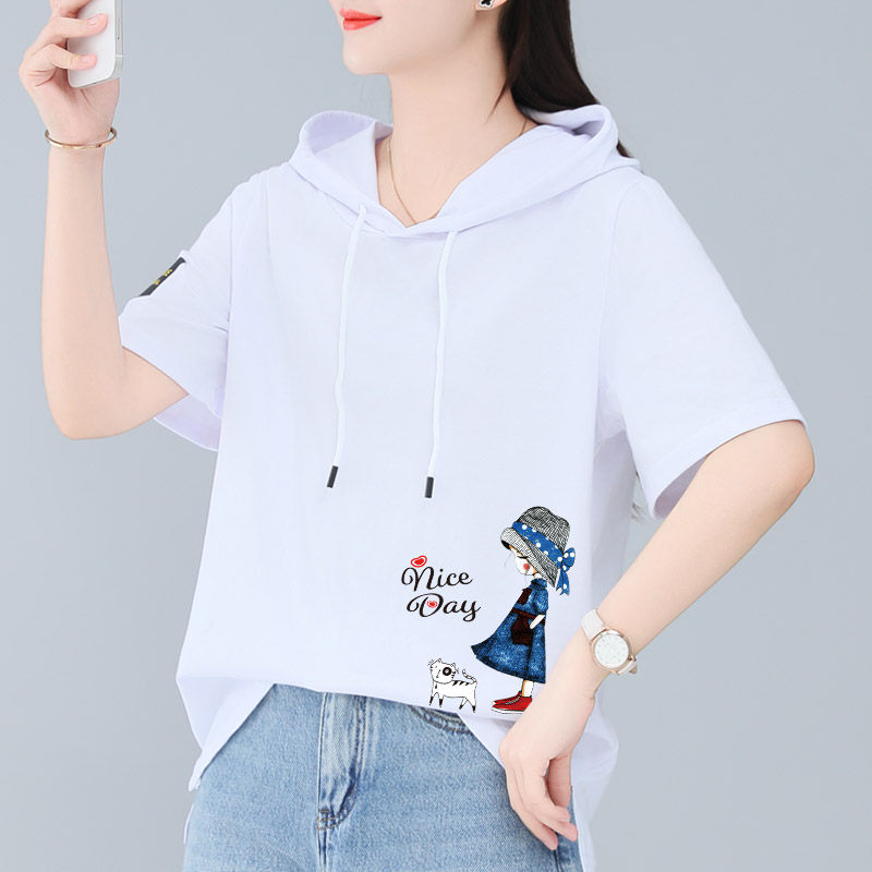 莱可柔 女士连帽短袖T恤 008连帽卫衣@B010 49.9元