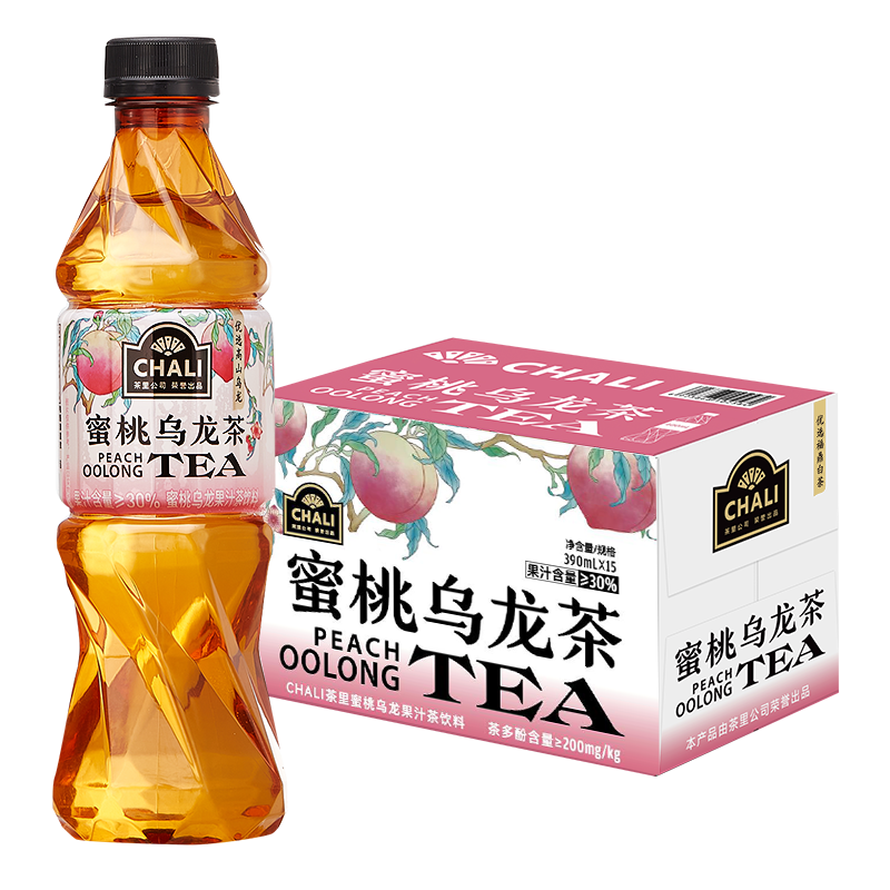 CHALI茶里公司茶饮料蜜桃乌龙果汁茶饮料瓶装390ml*15瓶 32.55元（需领券）