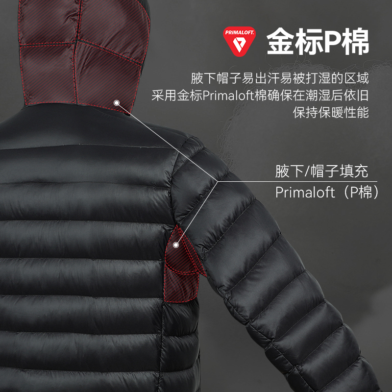 Pioneer Camp 拓路者 800蓬羽绒服男冬季防水连帽p棉轻薄鹅绒羽绒外套 699元（需