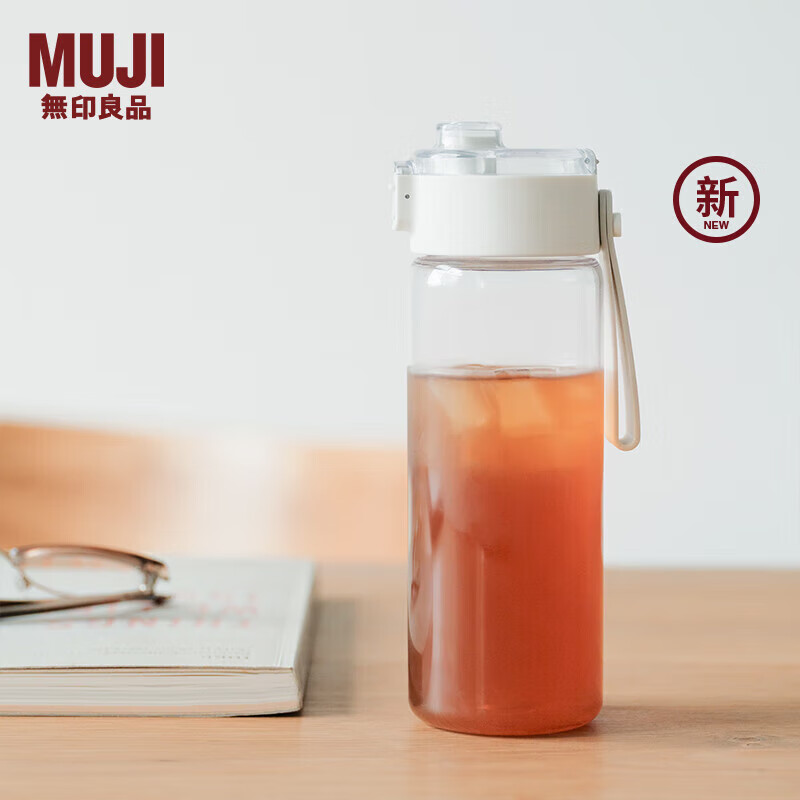 MUJI 無印良品 无印良品（MUJI）共聚酯 便携弹盖水杯 透明 550ml 58元