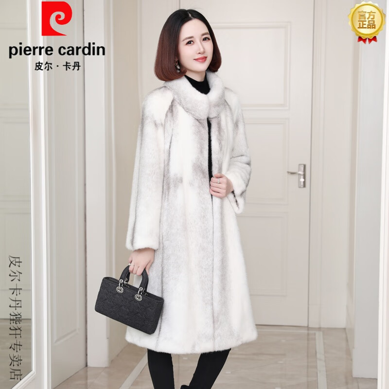 皮尔·卡丹 皮尔卡丹（pierrecardin）海宁貂皮大衣女士新款2024冬季立领显瘦仿