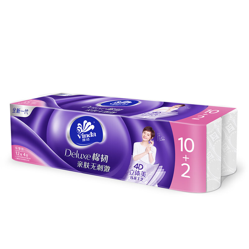 京东PLUS：维达 棉韧无芯卷纸 4层120g*12卷