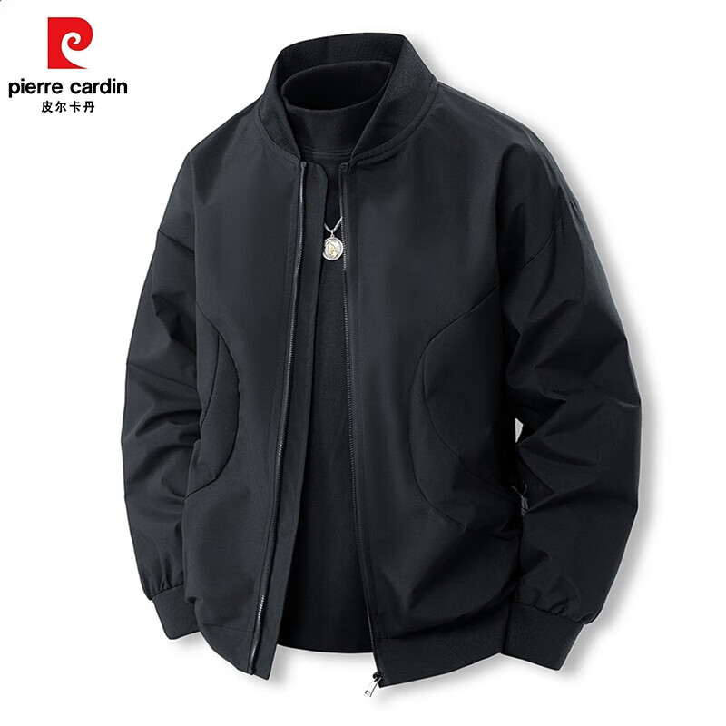 有券的上：pierre cardin 皮尔·卡丹 夹克外套男士 黑色 3XL 61.9元（需用券）