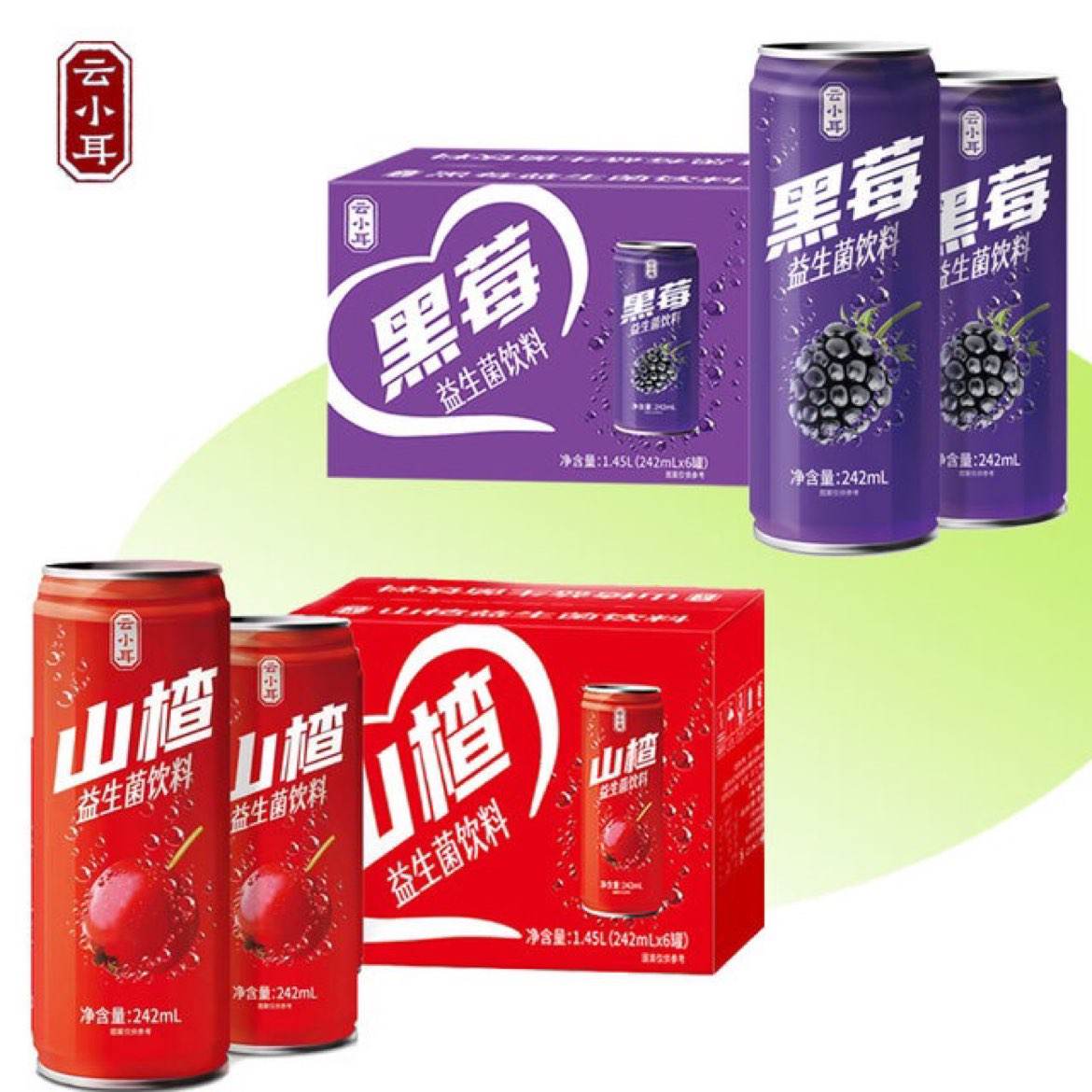 云小耳 益生菌果汁 242ml*6罐*1箱 14.9元（需领券）